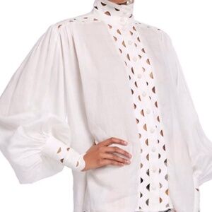 NWOT ZIMMERMANN NINETY-SIX WAVE HIGH-NECK BUTTON-FRONT TOP